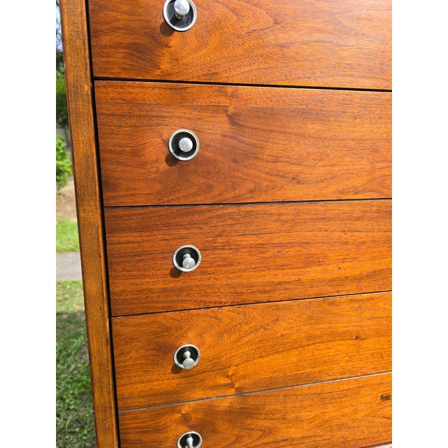 Brown Basset Furniture Mid Century Modern MCM Trimline Gunstock Walnut Dresser For Sale - Image 8 of 8