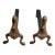 1970s French Mid-Century Modern Stylized Brass Duck Andirons - A Pair For Sale