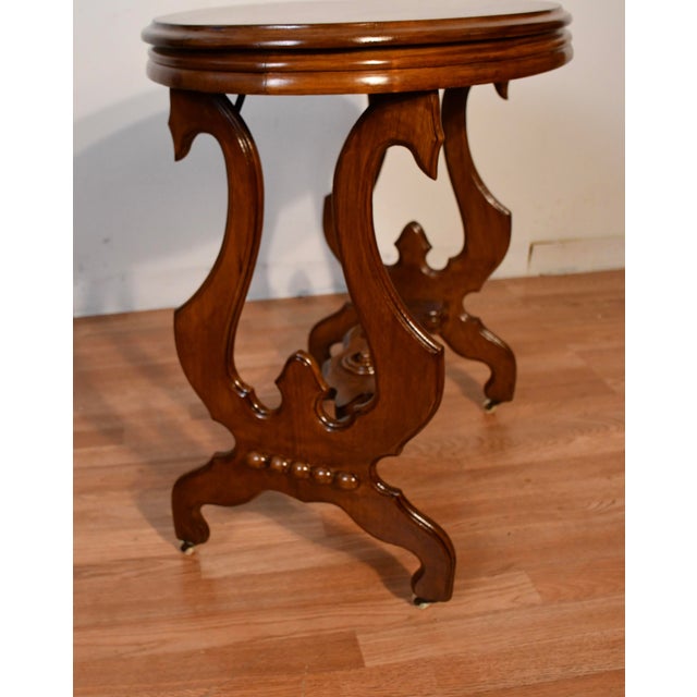 Victorian 1900s Antique Victorian Eastlake Walnut Side Table / End Table Accent Table For Sale - Image 3 of 14