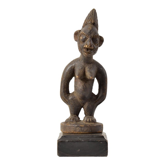 Early 20th Century Yoruba Ibeji Female Miniature Figure 10 Inch on Base Nigeria For Sale