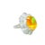 7.41 Carat Mexican Fire Opal Diamond Platinum Double Halo Ring, Size 6 For Sale - Image 4 of 6