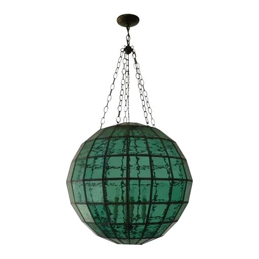 Seaside Pendant in Green Glass by Clate Grunden 36" For Sale