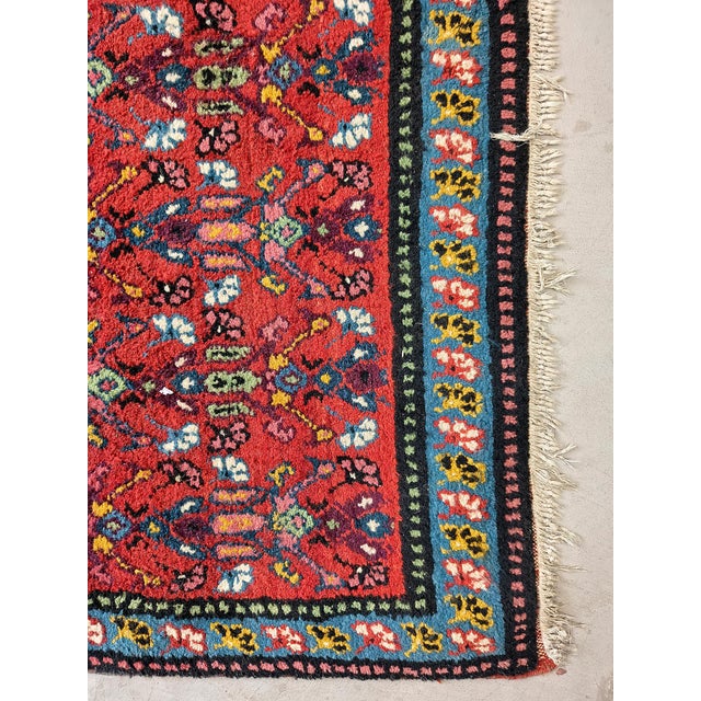 Vintage Middle Eastern Hand-Knotted Wool Rug with Red Floral Design For Sale - Image 4 of 8