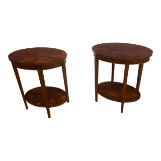 Pair of Leighton Hall Mahogany Oval End Tables - Showroom Samples For Sale