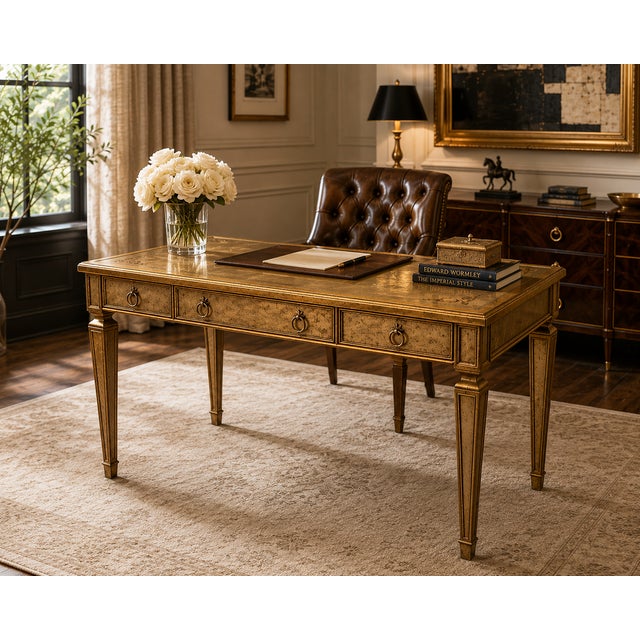 Theodore Alexander Italian-Inspired Distressed Gold Leaf Writing
