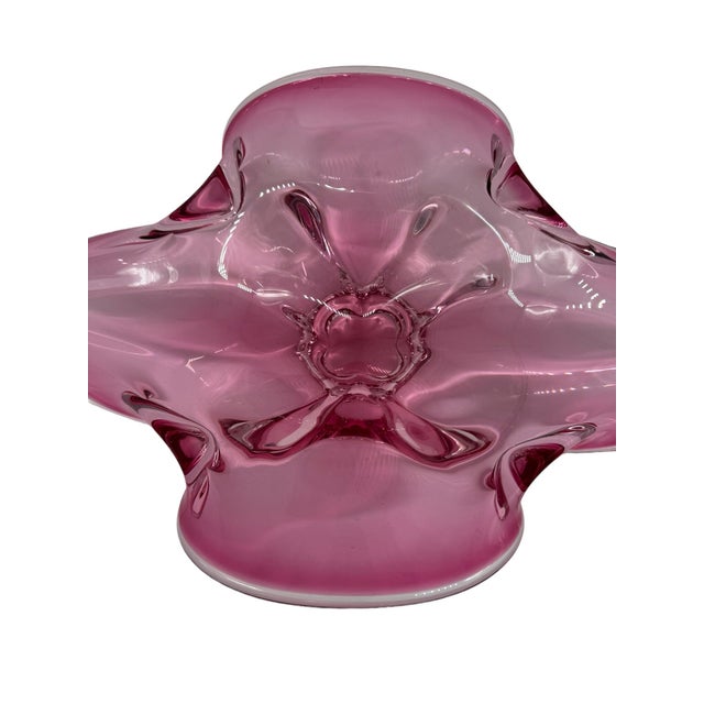 Mid-Century Modern Vintage 1970s Mid-Century Modern Murano Sommerso Style Pink Glass "Lips" Bowl For Sale - Image 3 of 11