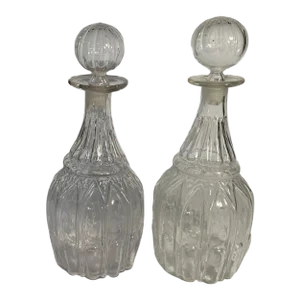 Pair of Early 19th Century Blown Mold Decanters