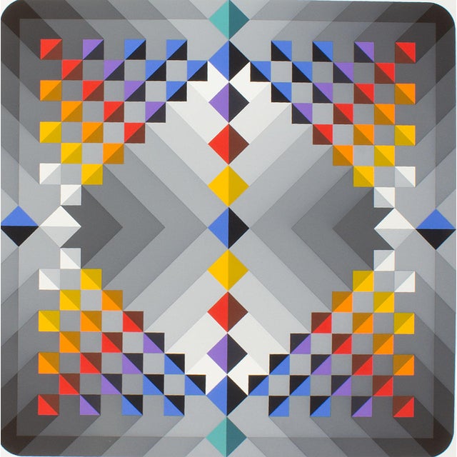 An Op Art serigraph print, titled "Prizma II," by the Croatian-American Marko Spalatin (born 1945). This piece features...