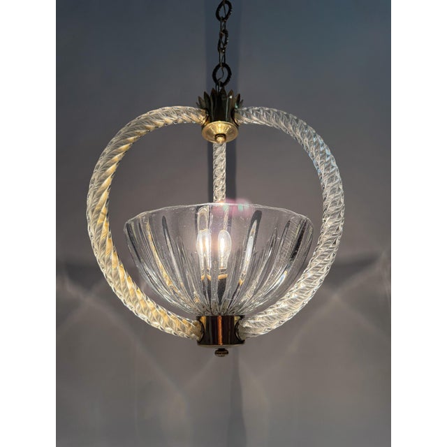 1930s Italian Art Deco Murano Glass Pendant in the style of Barovier, 1930s For Sale - Image 5 of 18