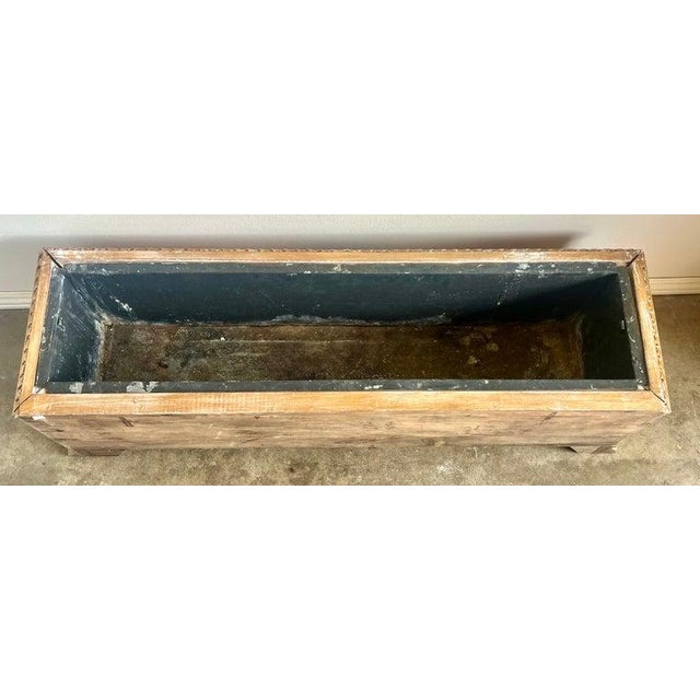 1930s 1930s French Rectangular Shaped Carved Wood Planter W/ Liner For Sale - Image 5 of 12