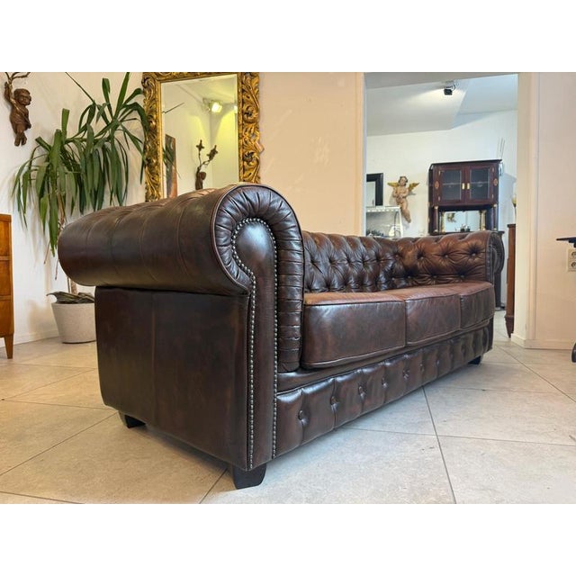 Chesterfield Sofas and Club Chair in Leather, Set of 3 For Sale - Image 14 of 18