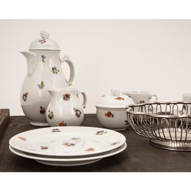 Biedermeier Tête-À-Tête for Two on Wooden Tray Streublume by Fürstenberg, 1950s, Set of 12 For Sale - Image 9 of 15