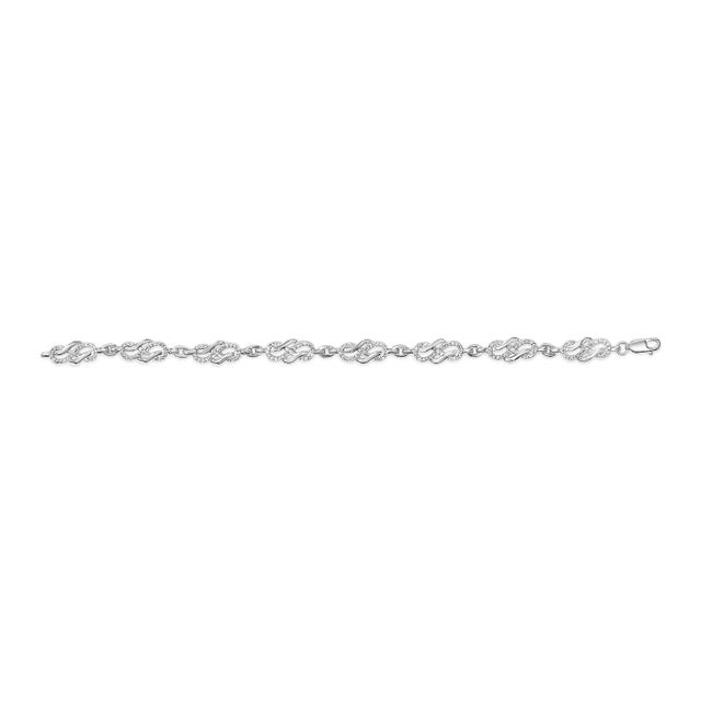 Contemporary .925 Sterling Silver 1.0 Cttw Diamond Infinity Loop and Swirl Link Bracelet (I-J Color, I2-I3 Clarity) - 7.25" Inches For Sale - Image 3 of 5