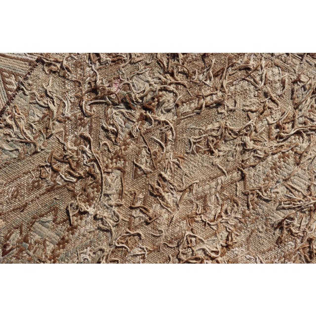 Geometric Pattern Turkish Vintage Flatweave Kilim Rug in Ivory and Brown For Sale - Image 11 of 11