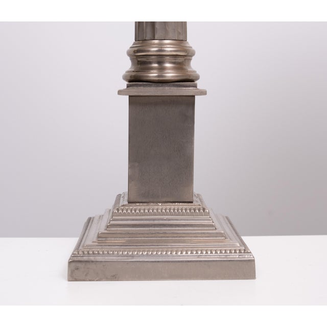 1990s Nickel Colum Table Lamps from Laura Ashley, 1990s, Set of 2 For Sale - Image 5 of 10