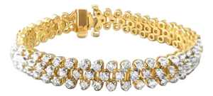 Three Row Diamond Cluster Tennis Bracelet 4.05cttw 14k Yellow Gold