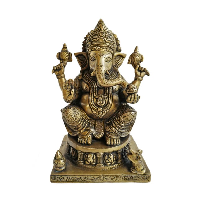 Mid 20th Century Vintage Brass Ganesha For Sale - Image 5 of 5