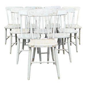 Painted Plank Seat Grange Chairs From Maine -Set of 10
