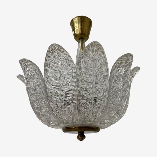 1940s Carl Fagerlund Slumped Glass Pendant Light, Attributed For Sale - Image 4 of 8