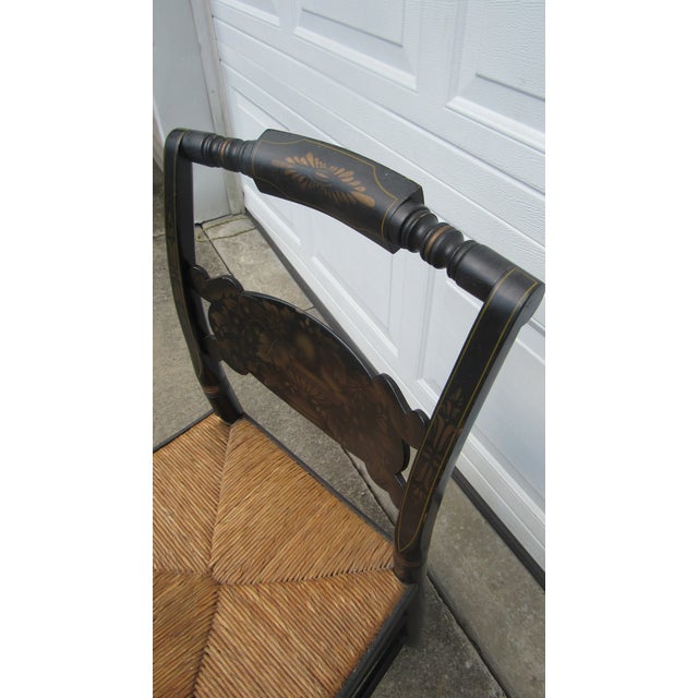 1980s Hitchcock Black Rush Farmhouse Chair For Sale - Image 5 of 7