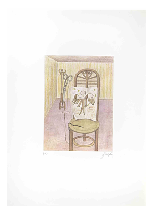 Enrico Benaglia, The Barber, Lithograph, 1990s