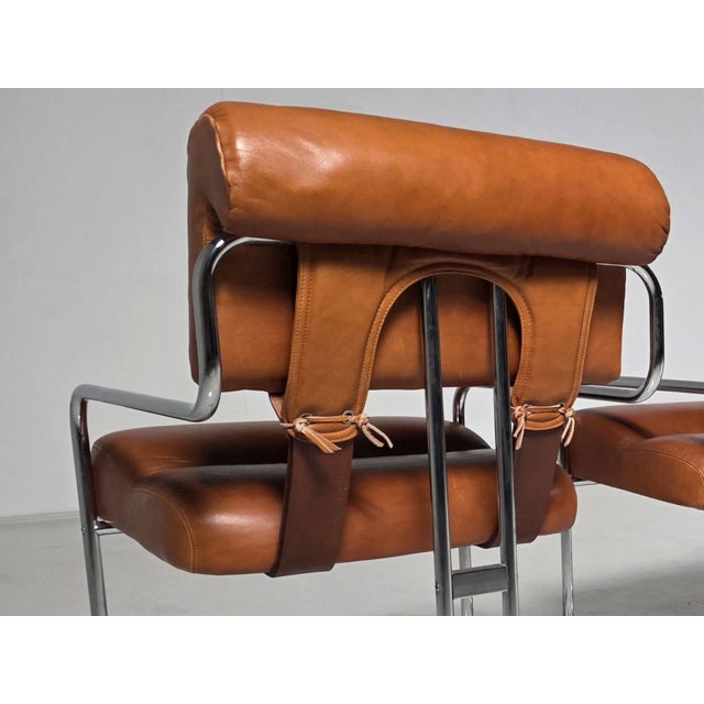Tucroma Chairs in Cognac Leather by Guido Faleschini for Mariani, Set of 6 For Sale - Image 6 of 7