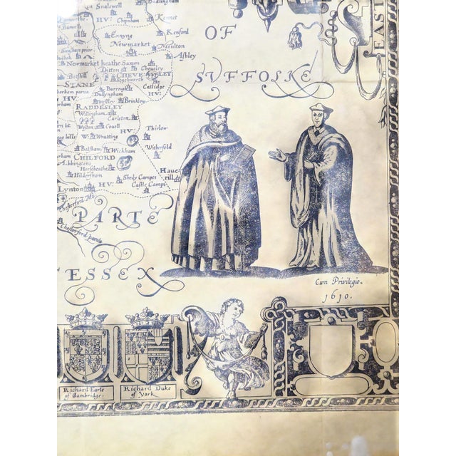 Beautiful framed John Speed 1616 version reproduction map of Cambridge. Circa 1970s, this reproduction is 1616 version of...