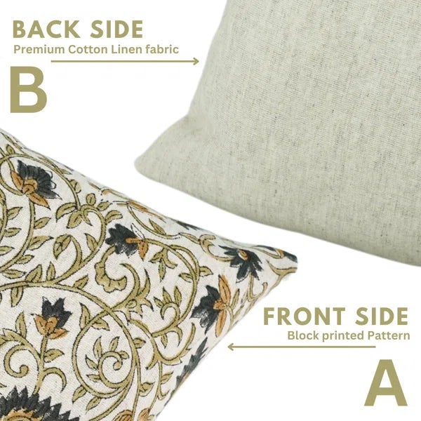 Fabdivine Artisan Block Print Cushion Cover 12x20 - Hawamahal For Sale - Image 4 of 5