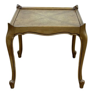 Vintage French Provincial Side Table With Burlwood Inlay For Sale