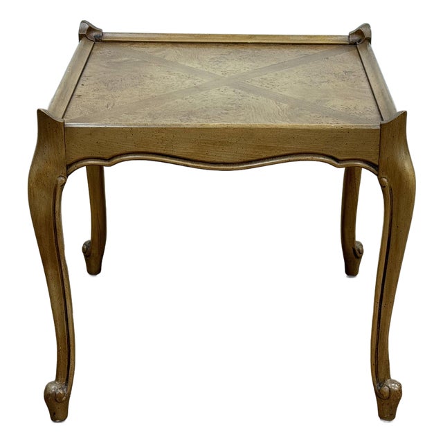 Vintage French Provincial Side Table With Burlwood Inlay For Sale