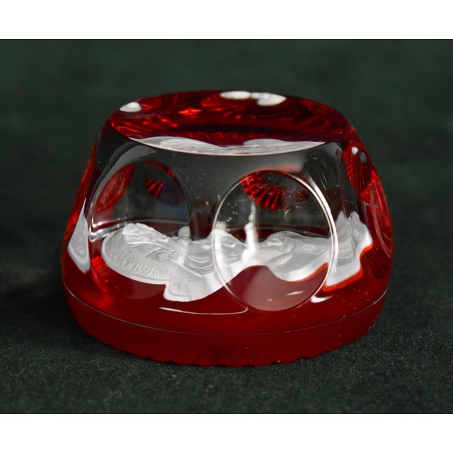 Red Cristal D’Albret Crystal Paperweight Vintage John Paul Jones Cameo France For Sale - Image 8 of 12