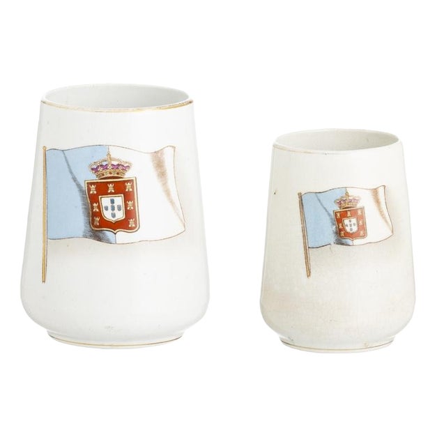 19th Century Earthenware Mugs from Massarelos, Set of 2 For Sale