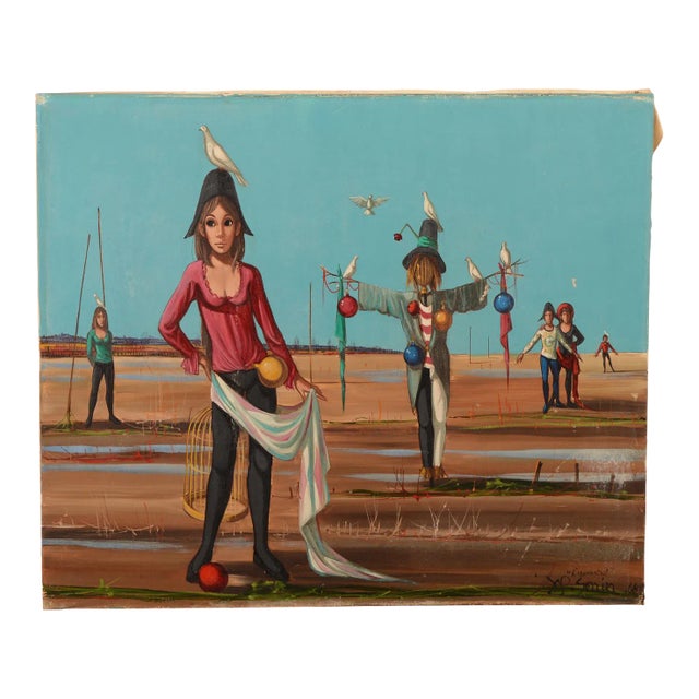 Mid-Century French Surrealist Painting For Sale