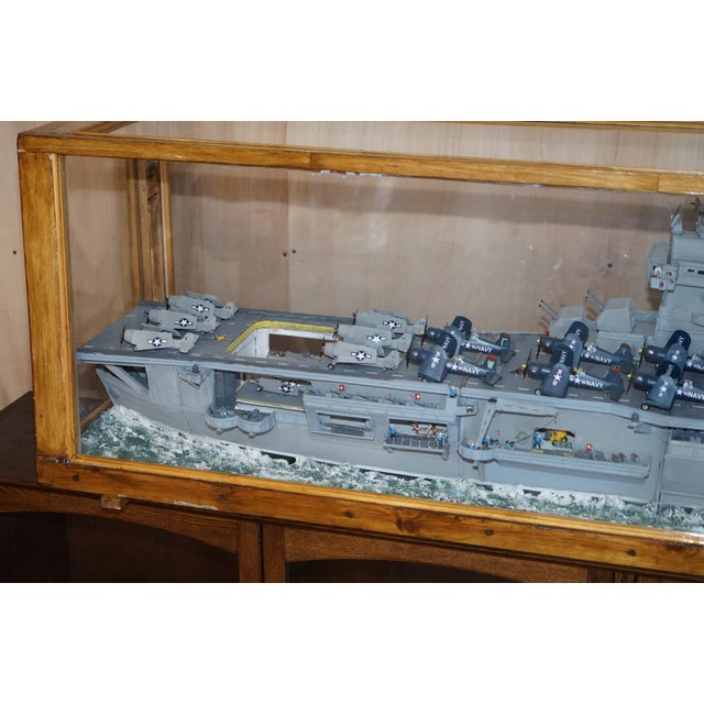 Vintage WWII American Wood Light Aircraft Carrier Made by Sailors For Sale - Image 3 of 18