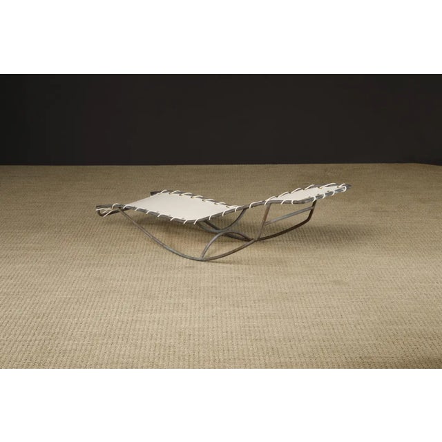 Textile Walter Lamb for Brown Jordan Bronze 'Waikiki' Rocking Chaise, 1960s, New Canvas For Sale - Image 7 of 18