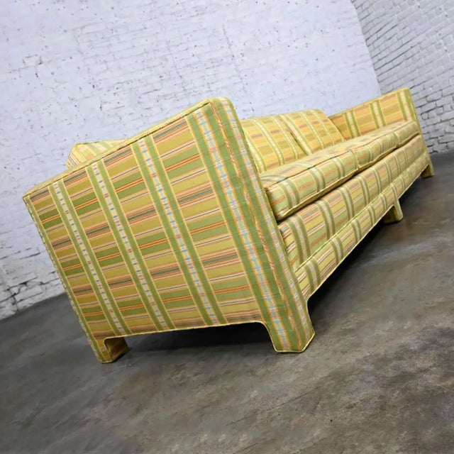 Henredon Vintage MCM to Modern Yellow & Chartreuse Plaid Tuxedo Sofa by Henredon For Sale - Image 4 of 13