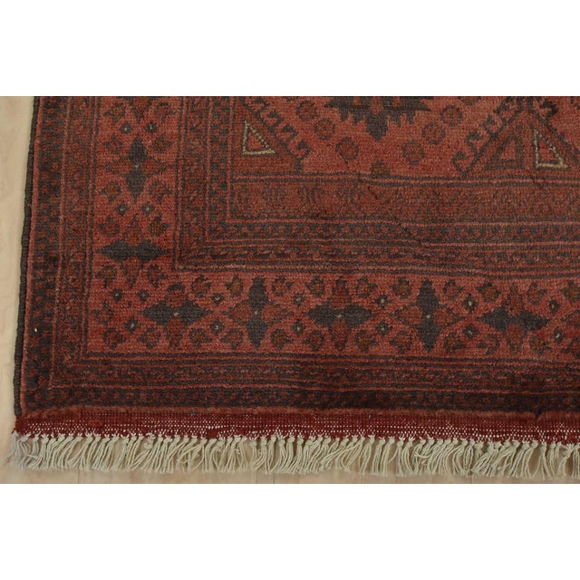 Turkmen Rug 3’4” X 4’11” Red Wool Tribal Hand-Knotted Oriental Carpet For Sale - Image 9 of 12
