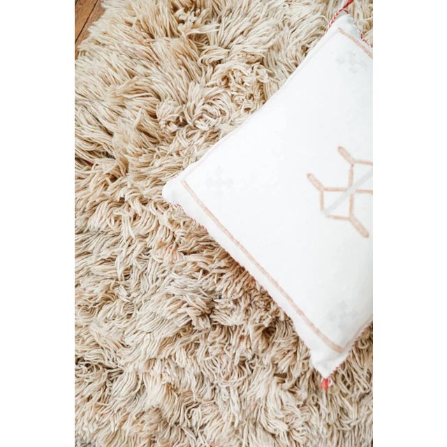 Tribal Reversible Ultra Shag Moroccan Wool Rug With Multicolor Stripe Back 5x8' For Sale - Image 3 of 13