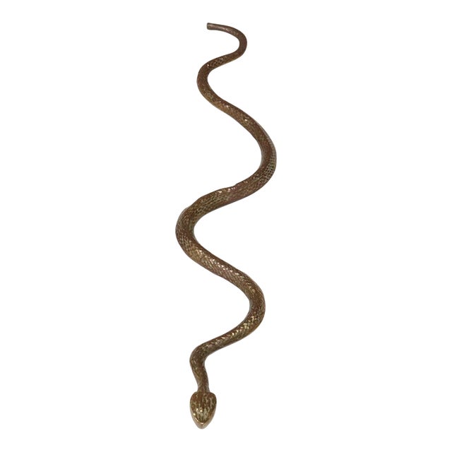 Art Deco Hammered Cast Brass Snake Form Serpentine Sculpture For Sale