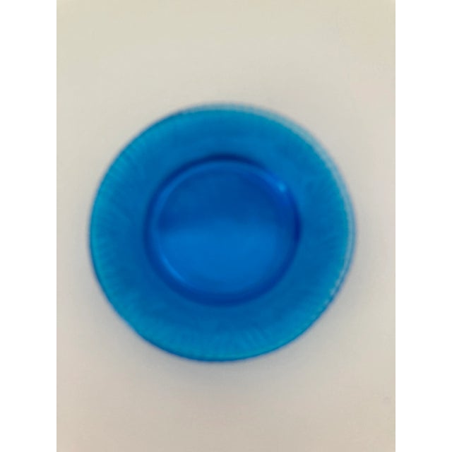 Glass 90's Aqua Glass Salad Plates S/4 For Sale - Image 7 of 8