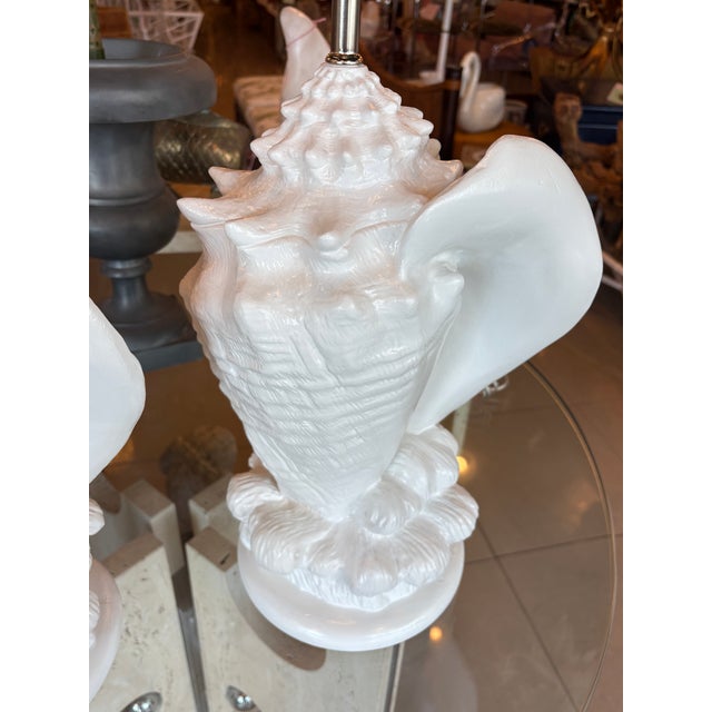 Vintage Palm Beach Plaster Shell Table Lamps Serge Roche Style Newly Wired - a Pair For Sale - Image 12 of 14