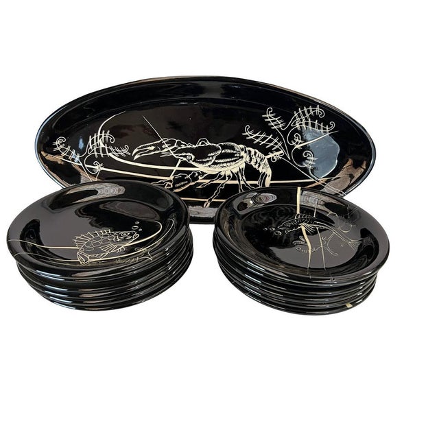 Mid-Century Modern Fish Dish Set from Vallauris, 1960s, Set of 12 For Sale - Image 3 of 16