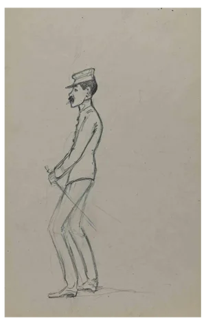 Pierre Georges Jeanniot, Man, Original Drawing, Early 20th-Century