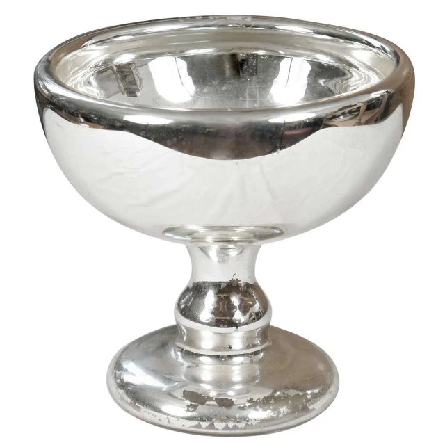 Silver Large Mercury Glass Footed Bowl For Sale - Image 8 of 8
