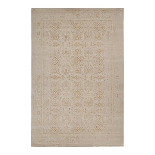 2010s Rug & Kilim’s Oushak Style Oversized Rug in Taupe With Rust Floral Patterns For Sale