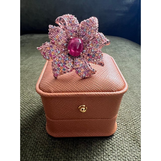 Bochic "Orient" Natural Ruby & Natural Multi Gem Ring Set In 18K Gold & Silver For Sale - Image 18 of 18