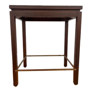 1960s Edward Wormley for Dunbar Walnut Mahogany Side Table with Solid Brass Stretchers For Sale