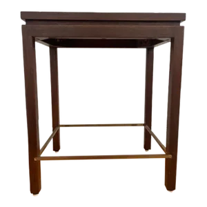 1960s Edward Wormley for Dunbar Walnut Mahogany Side Table with Solid Brass Stretchers