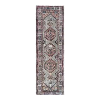 Vintage Persian Serab Ivory & Coral Red Hand Knotted Wool Rug For Sale