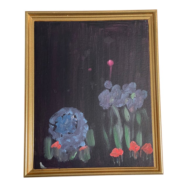 1970s Abstract Painting Moon Graden by Elia Framed For Sale